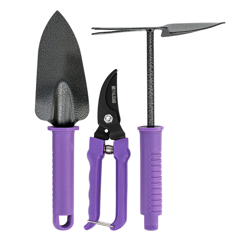 Набор садового инструмента с секатором, пластиковые рукоятки, 3 предмета, Standard, Palisad (62904)