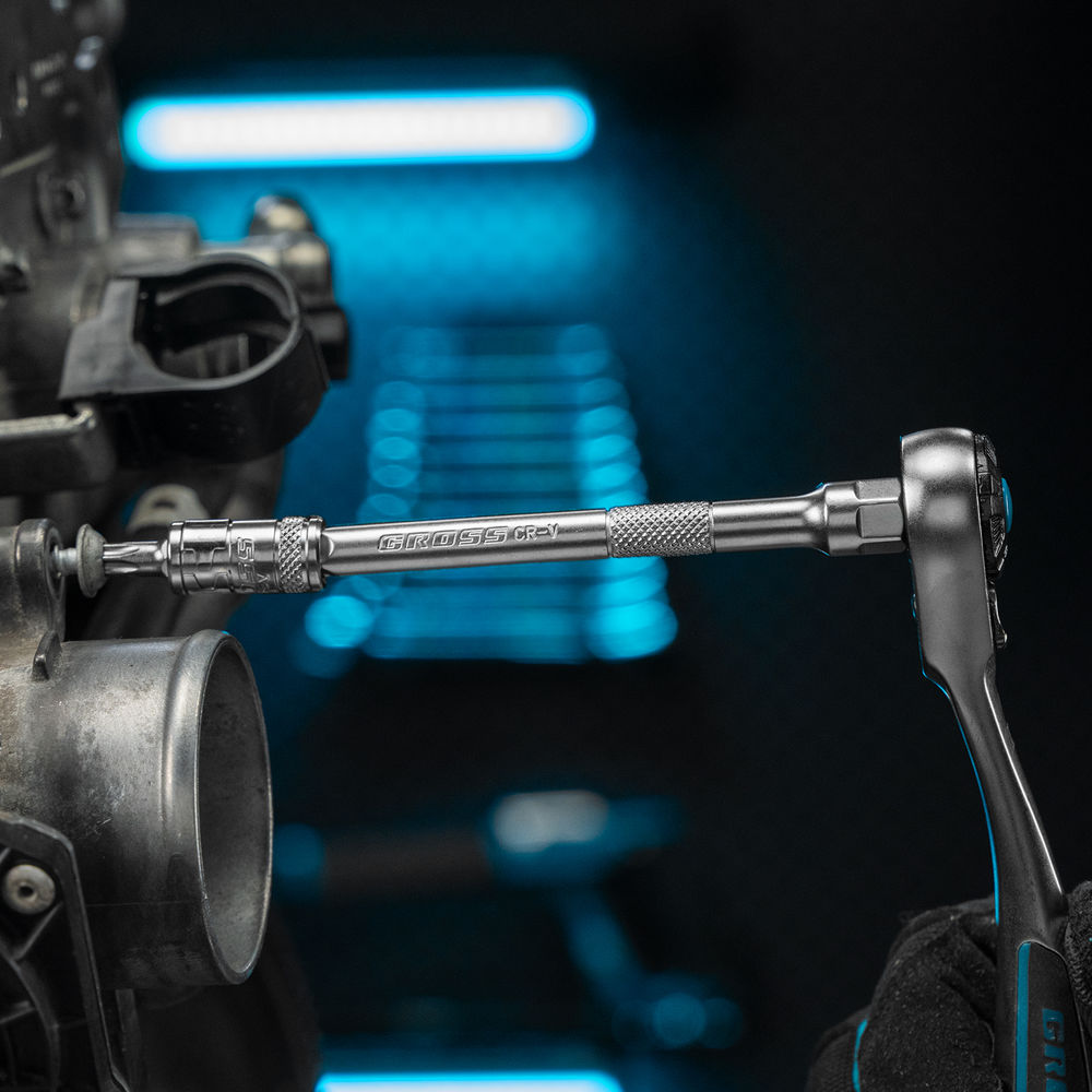 Набор торцевых головок, трещотка 120 зубьев, 1/4, CrV, 36 предметов Gross