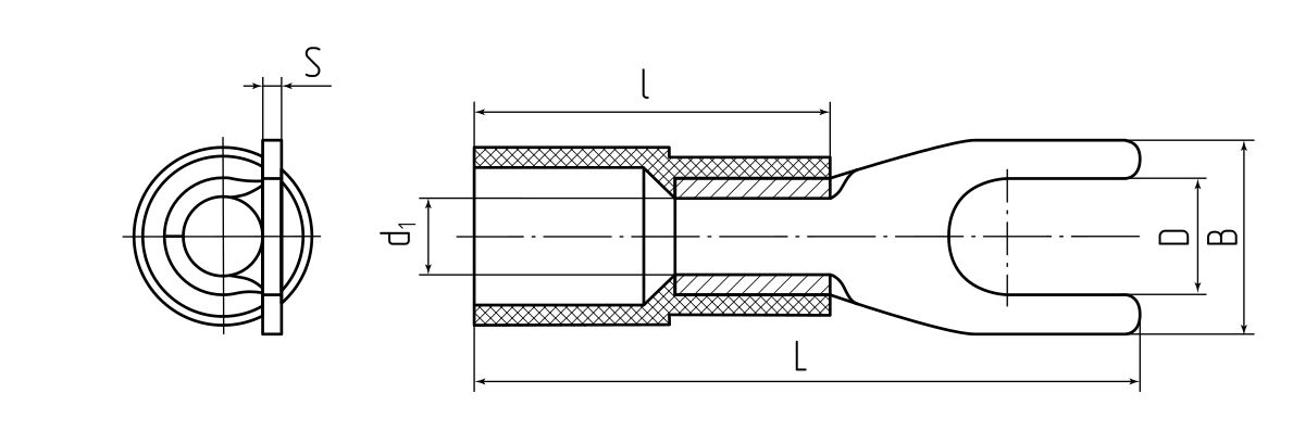 Наконечник кабельный вилочный изолированный НВИ(н) 16–8 серия ПРОФИ (КВТ) (61782)