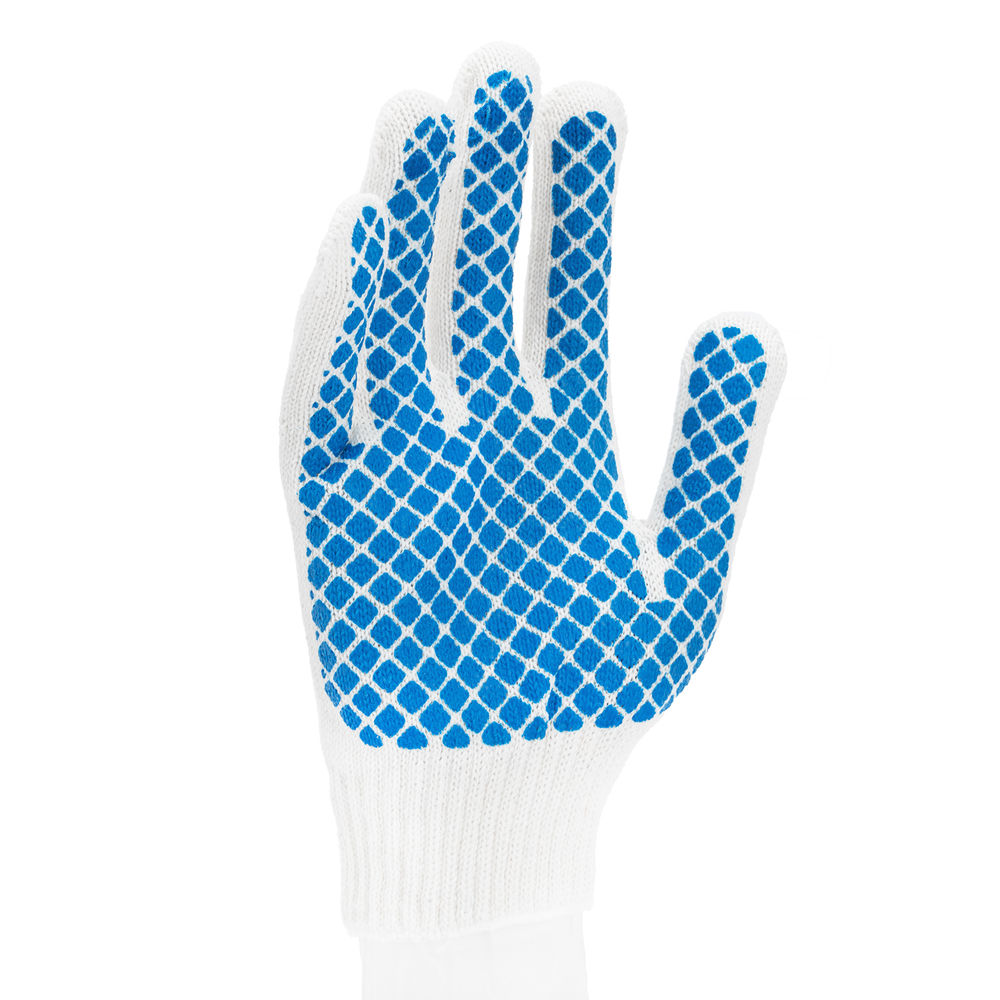 Перчатки х/б, ПВХ покрытие, шахматный облив, 10 класс (67776)