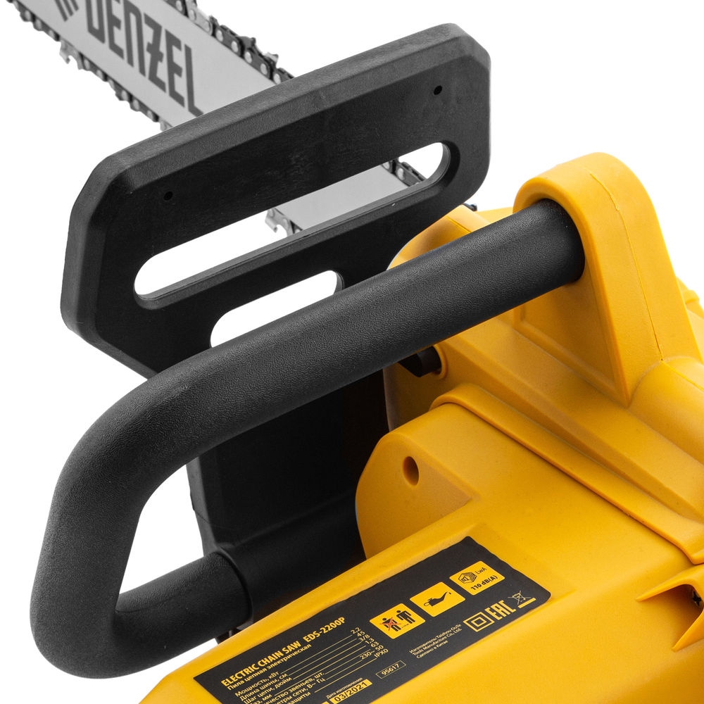 Пила цепная электрическая EDS-2200P, 2.2 кВт,поперечная, шина 45 см, шаг 3/8, паз 1.3 мм, 63 звена Denzel (95617)