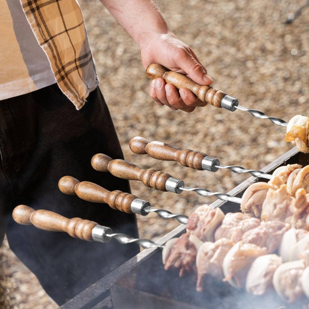 Шампур плоский, 650х10х2,5 мм, с деревянной рукояткой, нерж. сталь, Camping// Palisad (69751)