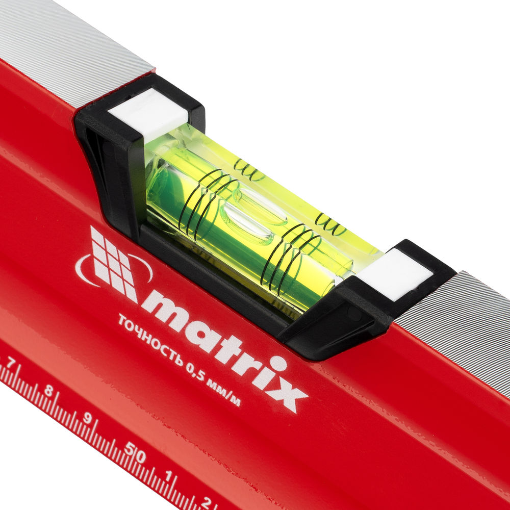 Уровень алюминиевый, магнит, фрезерованный, 3 глазка (1 зеркальный) двухкомпонентные рукоятки, 1000 мм Matrix (34733)