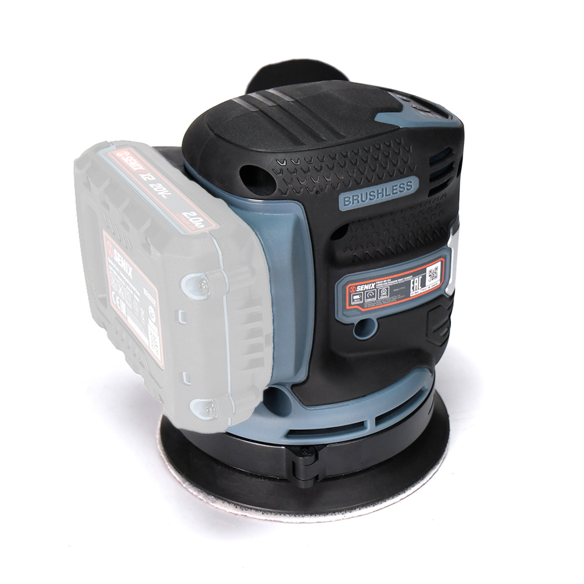 Орбитальная (эксцентриковая) шлифмашина, бесщ.дв., 125 мм, без АКБ и ЗУ X2 20В