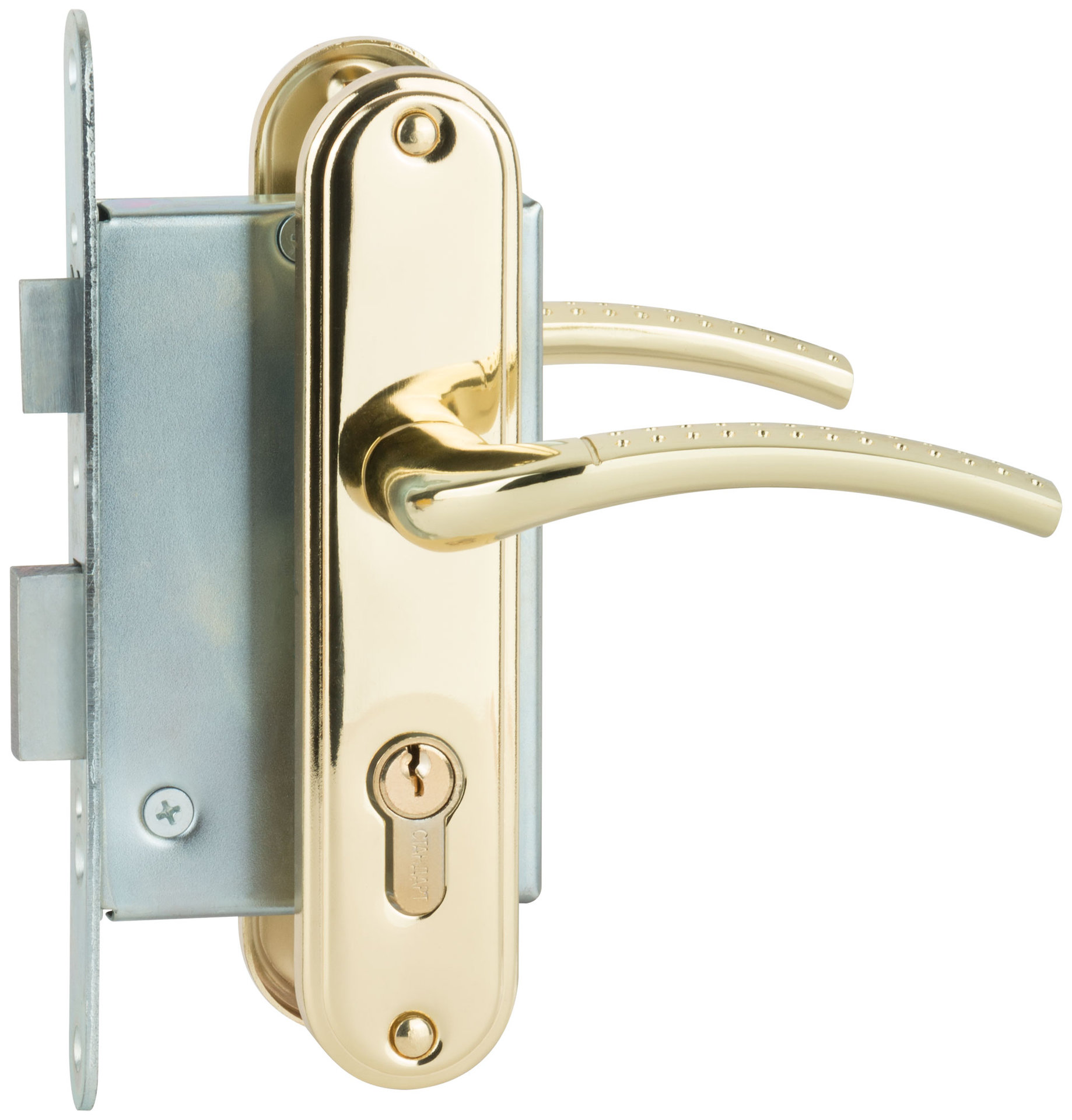 Замок врезной с ручками Стандарт ЗВ4-7.03С, золото (66999)