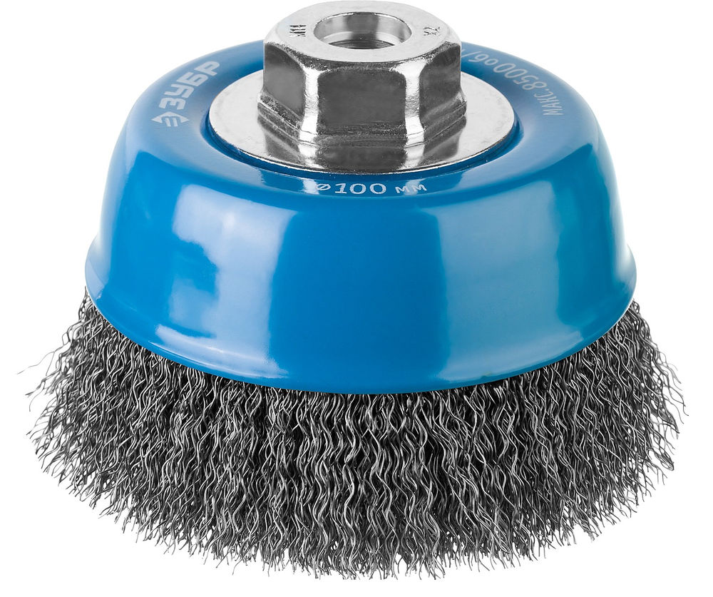 Щетка-крацовка чашечная для УШМ 100 мм, витая стальная проволока 0.3 мм ЗУБР Профессионал 35261-100_z02