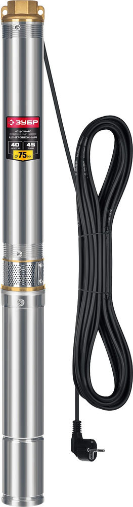 Насос скважинный центробежный 550 Вт, 40 м напор, корпус из нержавеющей стали ЗУБР НСЦ-75-40