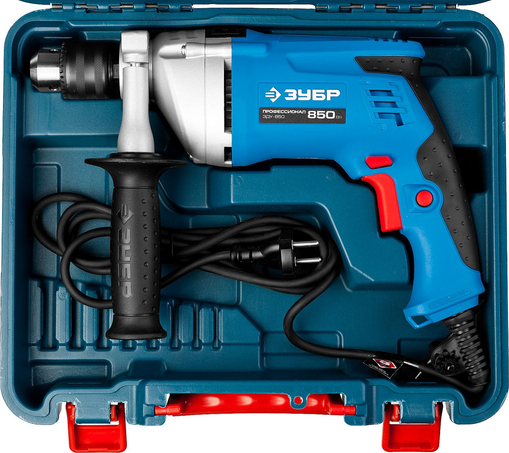 Дрель ударная 850 Вт 13 мм мет. корпус кейс Профессионал ЗУБР ЗДУ-850 ЭРМКМ2