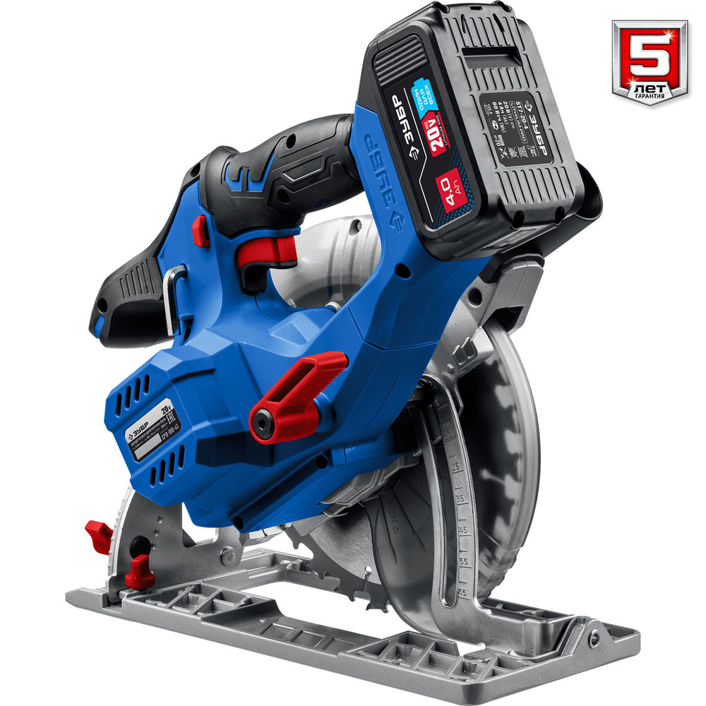 Бесщеточная пила циркулярная 20 В d190 мм 1 АКБ 4 А·ч Профессионал ЗУБР Т7 CPB-190-41