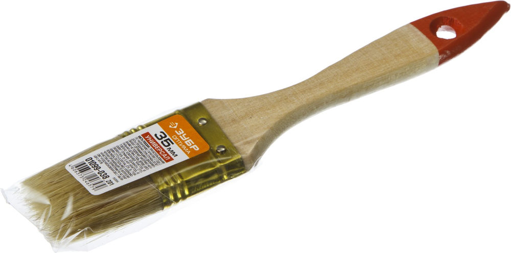 Кисть плоская 35 мм, 1.5, светлая натуральная щетина, деревянная ручка ЗУБР УНИВЕРСАЛ 01099-038_z01