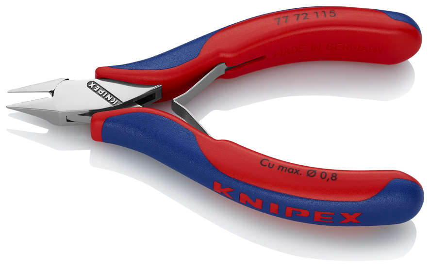 Бокорезы для электроники, острая маленькая головка, 115 мм, 2-комп ручки (KN-7772115)