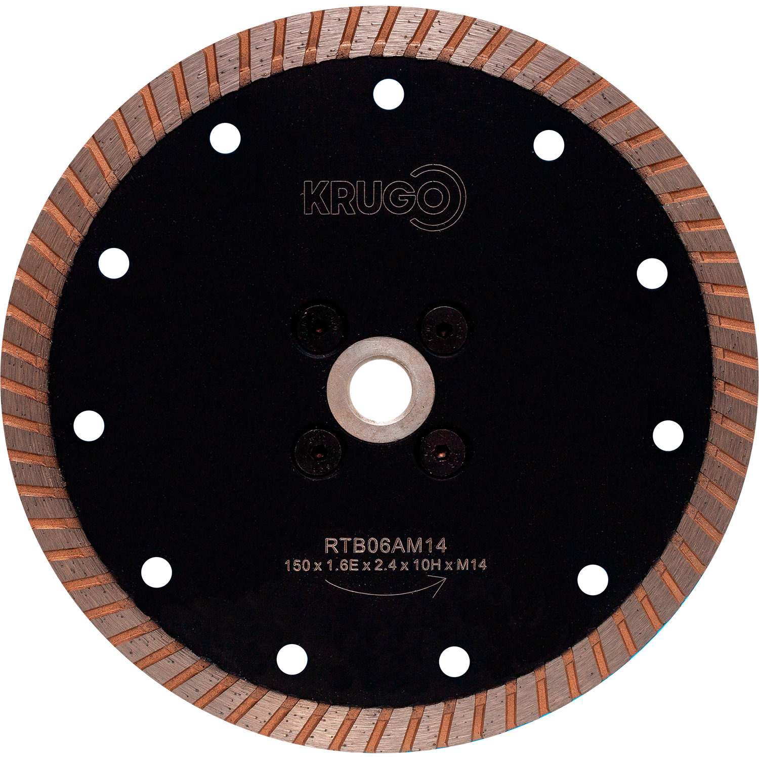 Диск алмазный Турбо с фланцем по граниту 150 x 1,6Е x 2,4 x 10Н x М14 KRUGO (RTB06AM14)