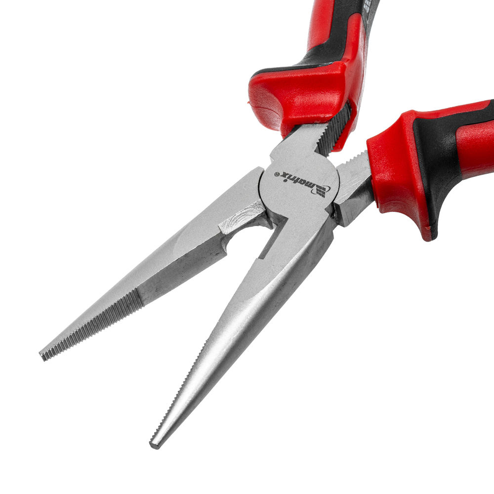 Длинногубцы прямые Nickel, 180 мм, никелированные, двухкомпонентные рукоятки Matrix (17166)