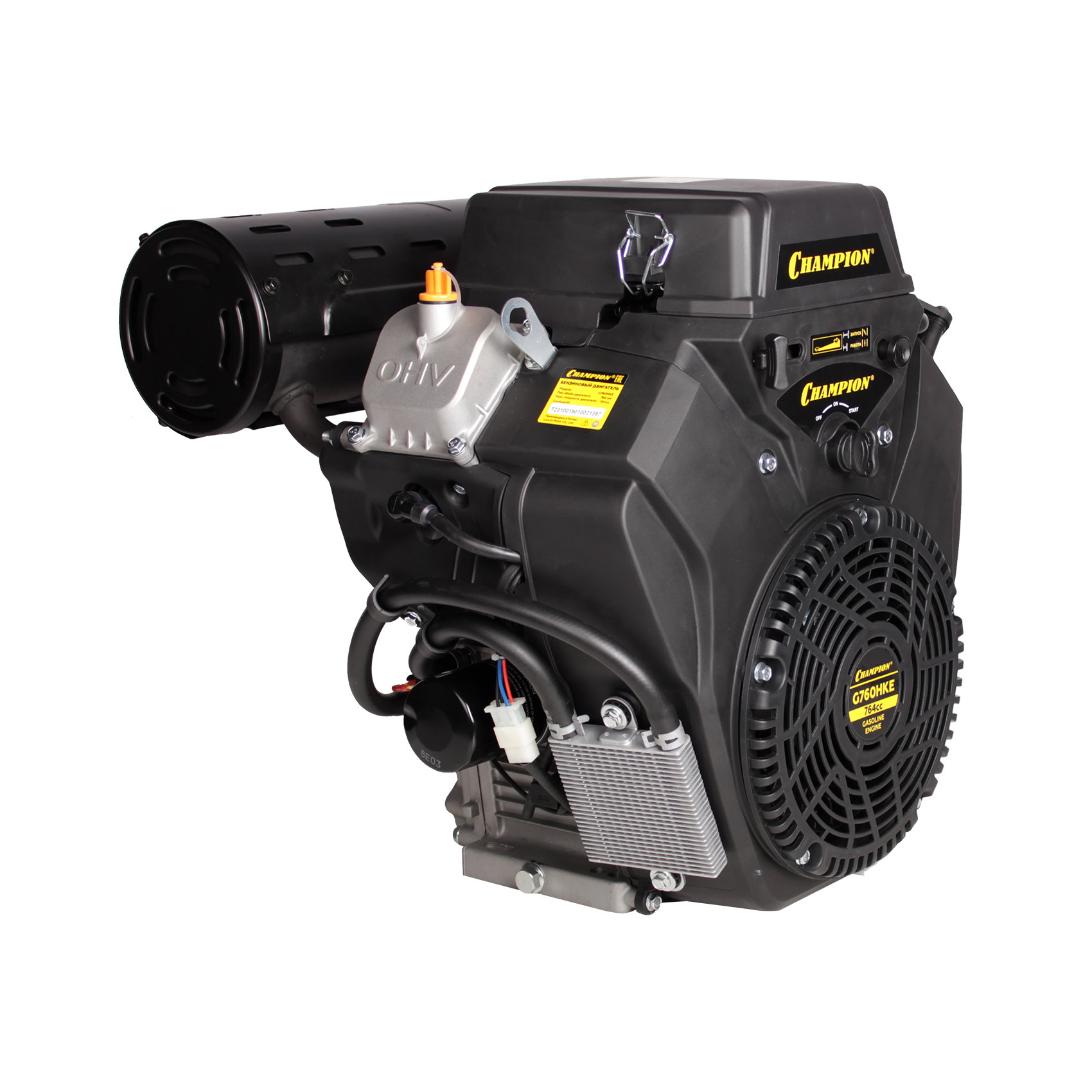 Двигатель 24лс/18кВт 764см? 25мм 48,5кг шпонка эл.стартер выход 12В/260Вт CHAMPION G760HKE