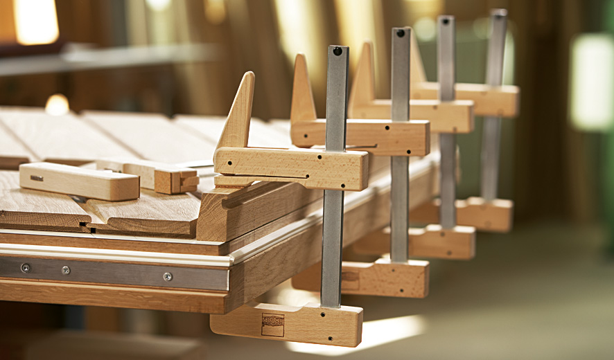 Струбцина деревянная Klemmy 200/110, пробковая крошка для щадящего зажима HKL20 BE-HKL20