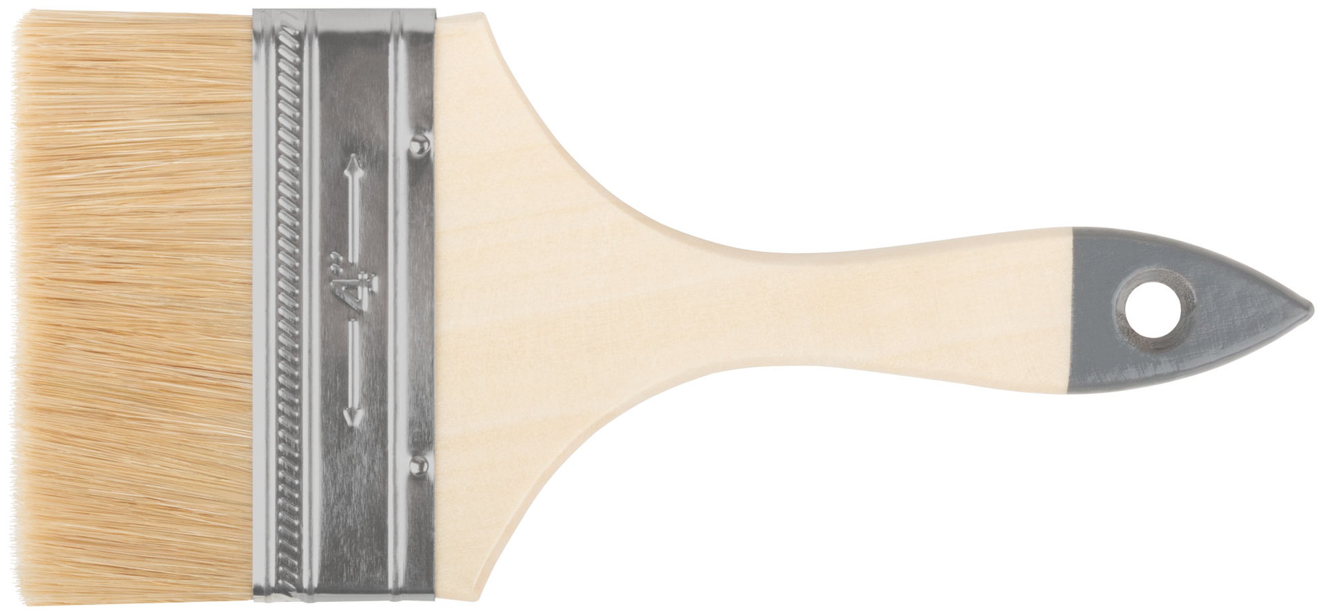 Кисть флейцевая Лайт, натур. cветлая щетина, деревянная ручка 4 (100 мм) (00808)