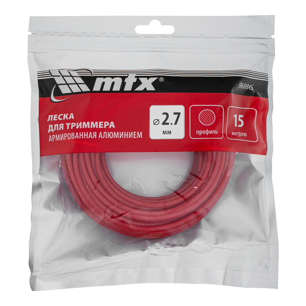 Леска для триммера армированная алюминием круглая 2,7 мм х 15 м MTX (96886)