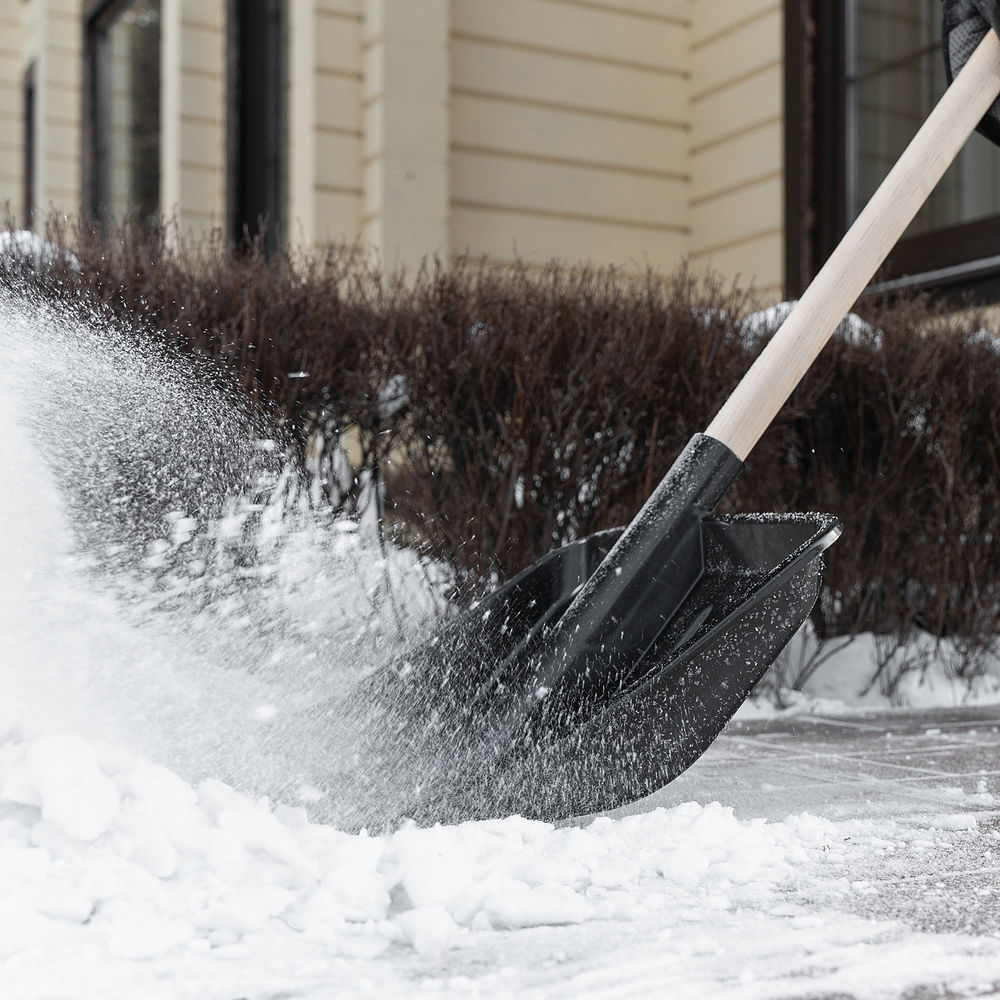 Лопата для уборки снега, полипропилен, 405х410х1470 мм, деревянный черенок (61688)
