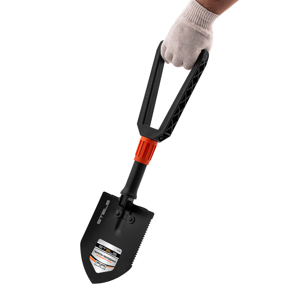 Лопата походная, 150х205х253 - 590 мм, пластик. рукоятка, складная в чехле, Stels (61462)