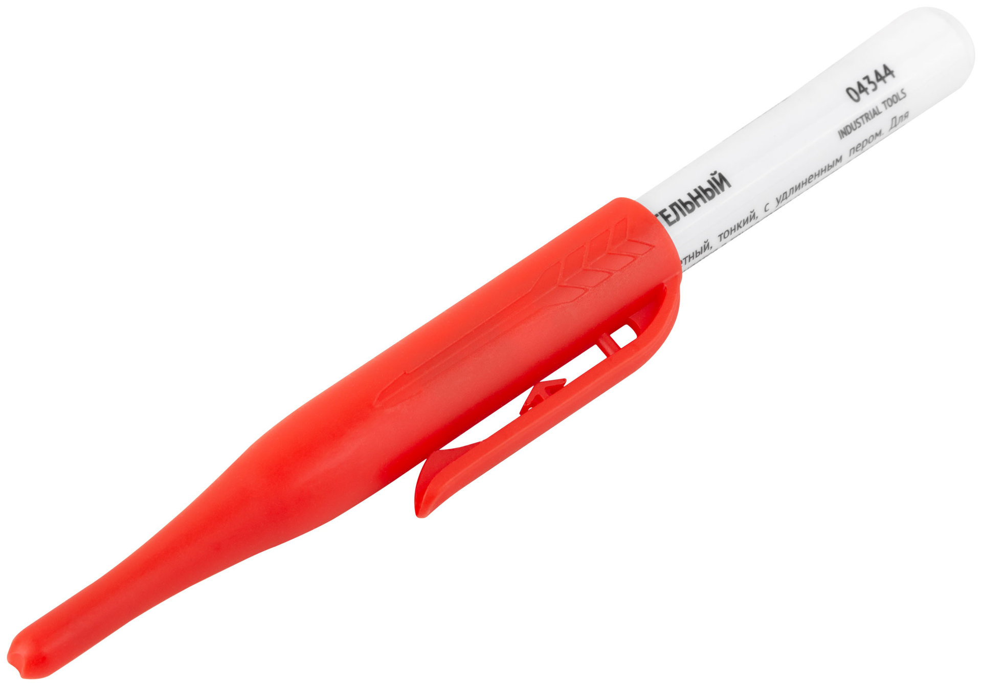 Маркер строительный перманентный, тонкий, удлиненное перо, красный (04344)