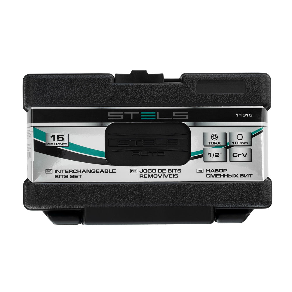 Набор бит TORX, хвостовик-шестигранник, 10 мм, CrV, 15 предметов Stels (11315)