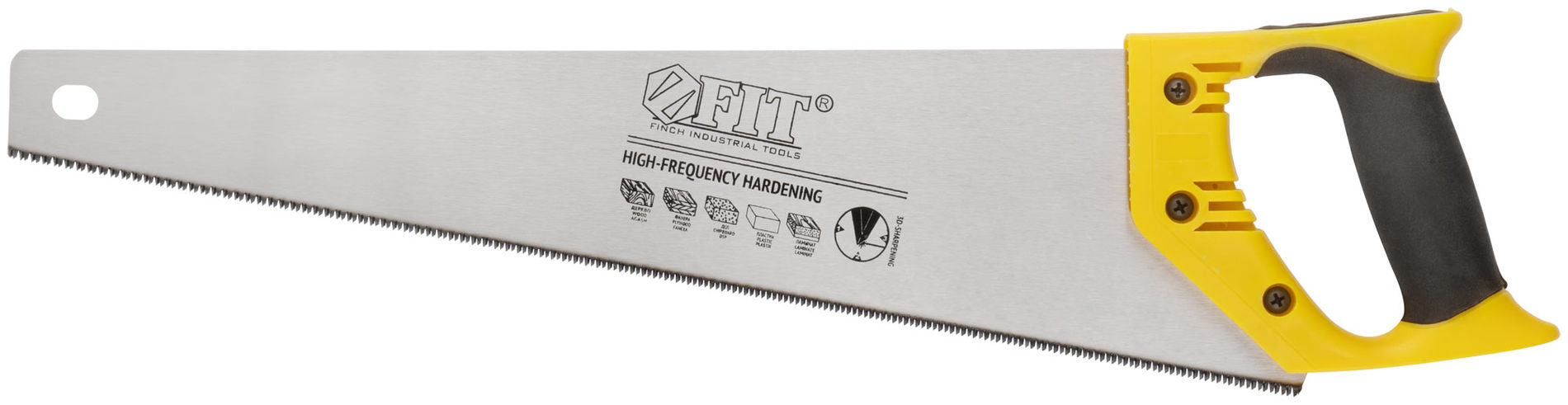 Ножовка по дереву, мелкий каленый зуб 13 ТPI, 3D заточка, пласт.прорезиненная ручка, Профи 450 мм (40475)