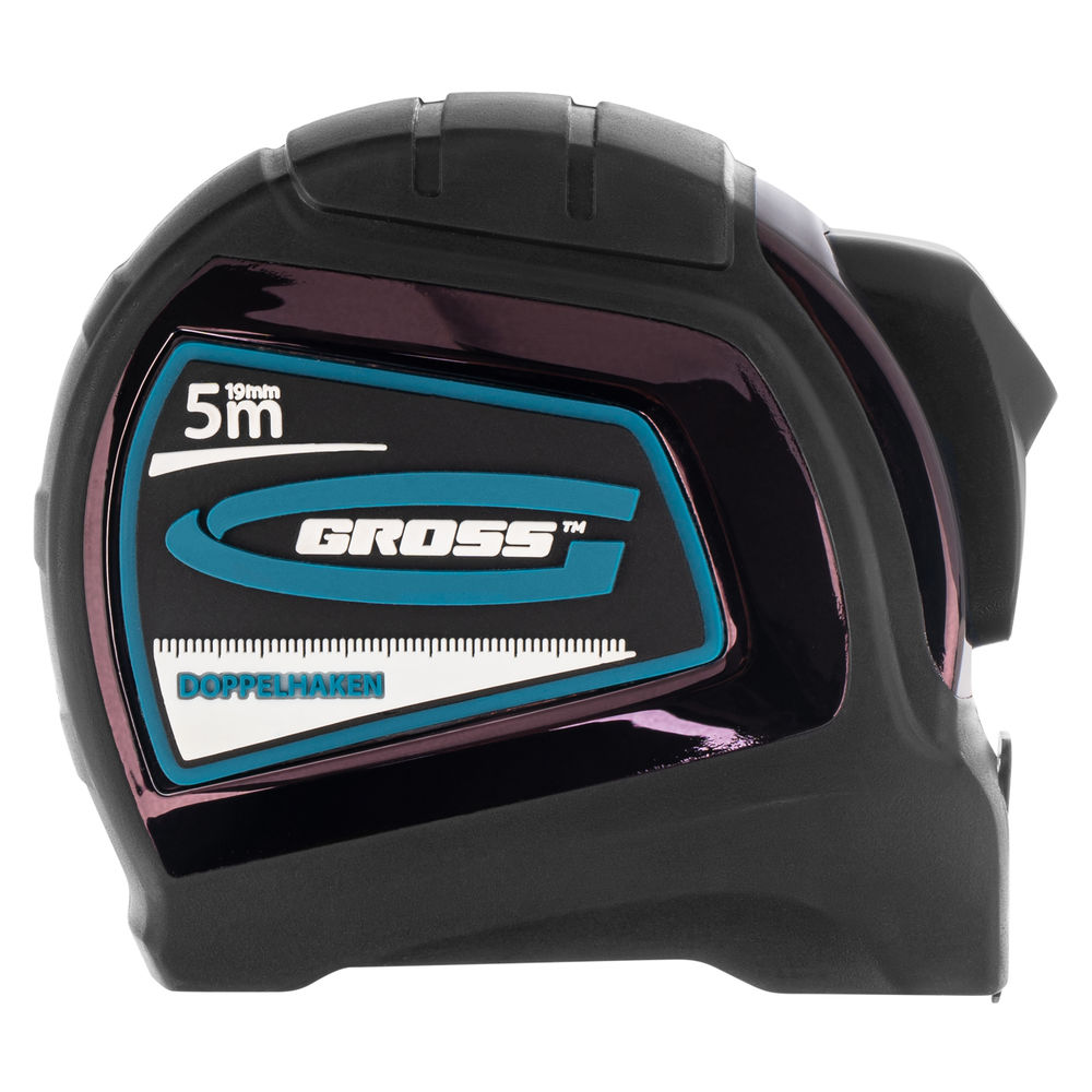 Рулетка Doppelhaken,5 м x 19 мм,двухсторонний зацеп,Нейлон,двусторонняя шкала,автоматическая фиксация Gross