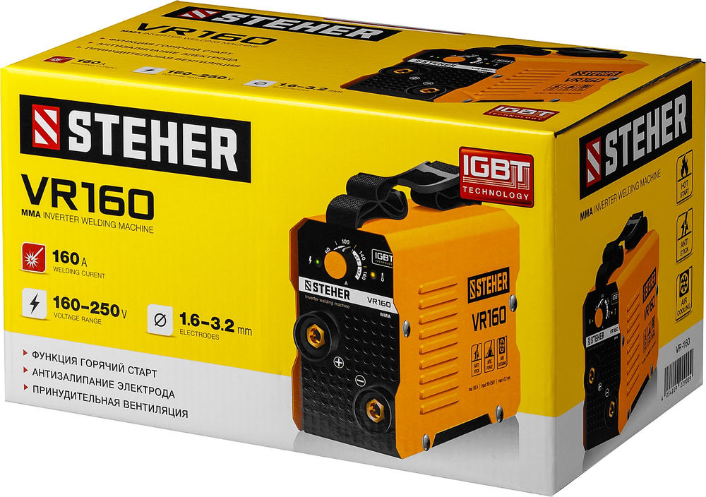 Аппарат сварочный инверторный ММА STEHER 160 А макс. электрод O 3.2 мм VR-160  