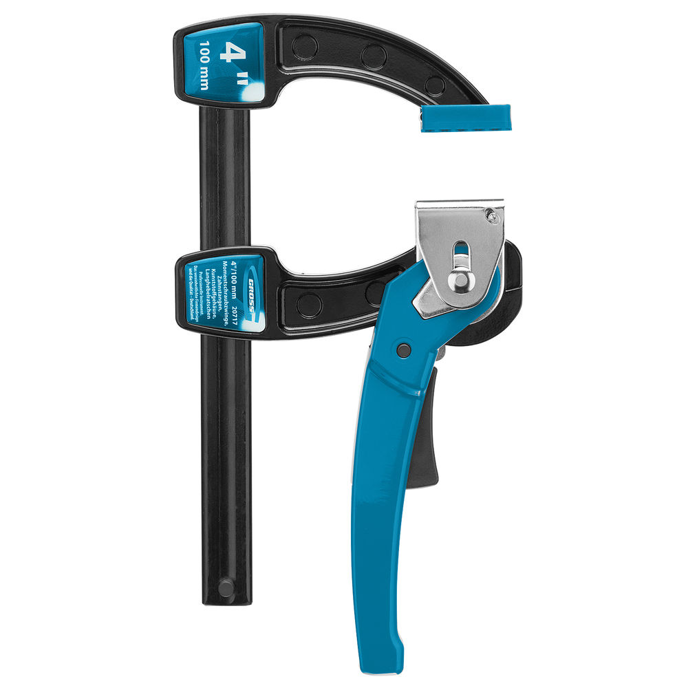 Струбцина реечная быстрозажимная 4, металлический корпус, рычажный храповой механизм, 100 мм Gross (20717)