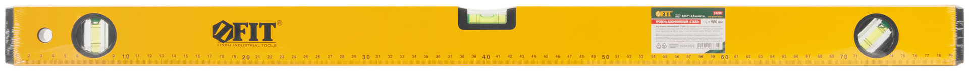 Уровень Стайл, 3 глазка, желтый усиленный корпус, фрезер. рабочая грань, шкала, Профи 800 мм (18208)