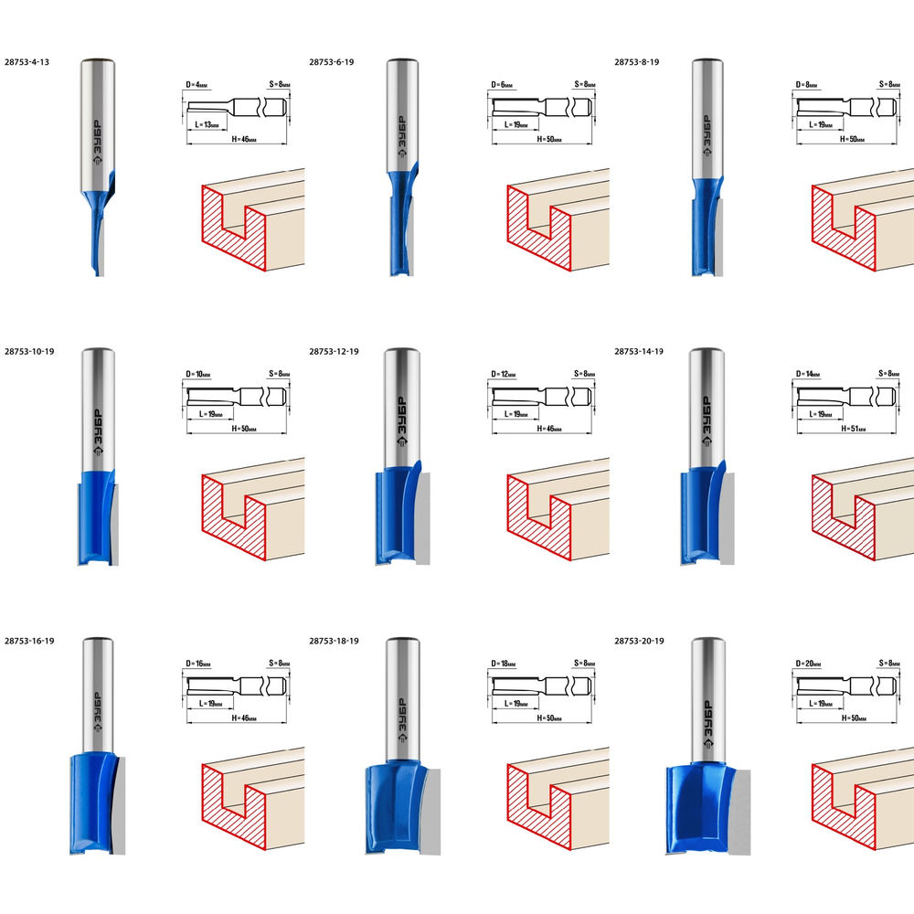 Набор профильных фрез по дереву 30 шт ЗУБР Профессионал 28796-H30  