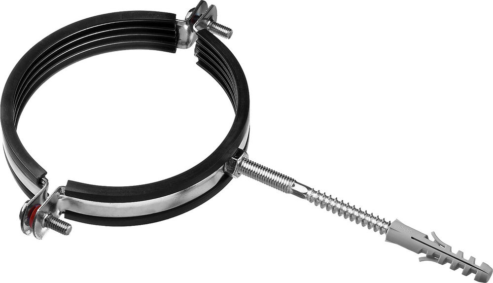 Хомут трубный с сантехнической шпилькой и дюбелем 4, цинк, 1 шт ЗУБР 37866-107-116