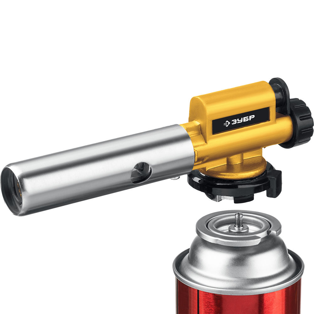 Горелка газовая ГПМ-800 1300°C, цельнометаллическая, с пьезоподжигом, на баллон с цанговым соединением ЗУБР Профессионал 55550