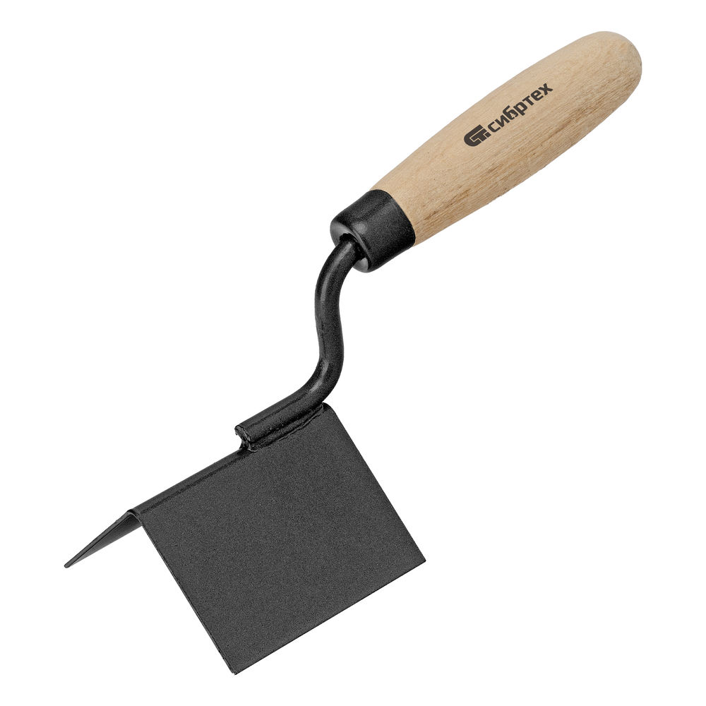 Кельма угловая, 80 х 60 х 60 мм, стальная, для внешних углов, буковая ручка Сибртех (86311)