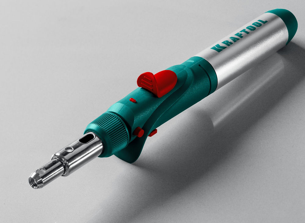 Газовый паяльник SolderGas, 120 K, 30–120 Вт, 1300°С, горелка, фен, пьезоподжиг, набор 10 в 1 KRAFTOOL 55503-H10