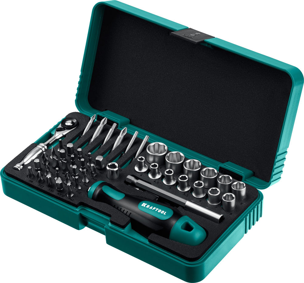 Набор бит и головок с битодержателем и трещоткой X-Drive-49, 49 шт KRAFTOOL 25816