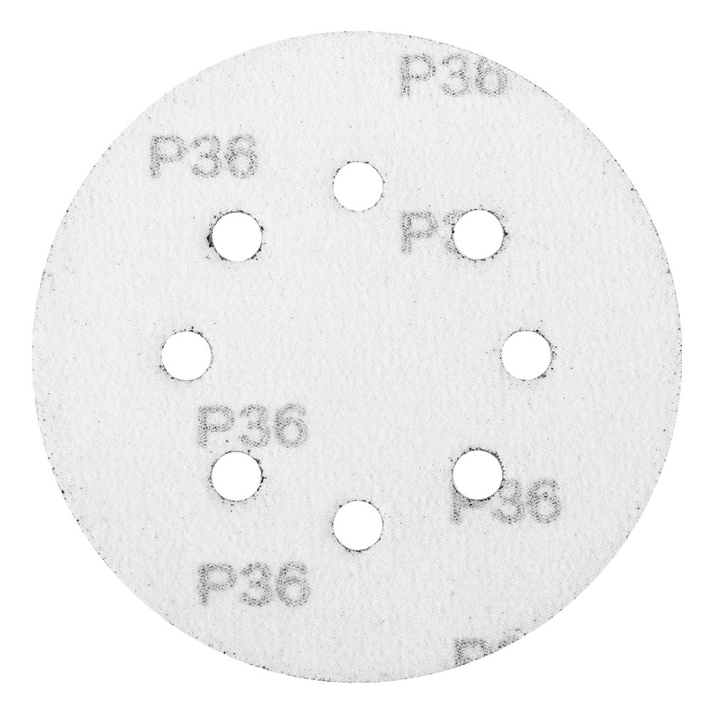 Круг абразивный на ворсовой подложке под липучку, перфорированный, P 36, 125 мм, 5 шт Matrix (73801)