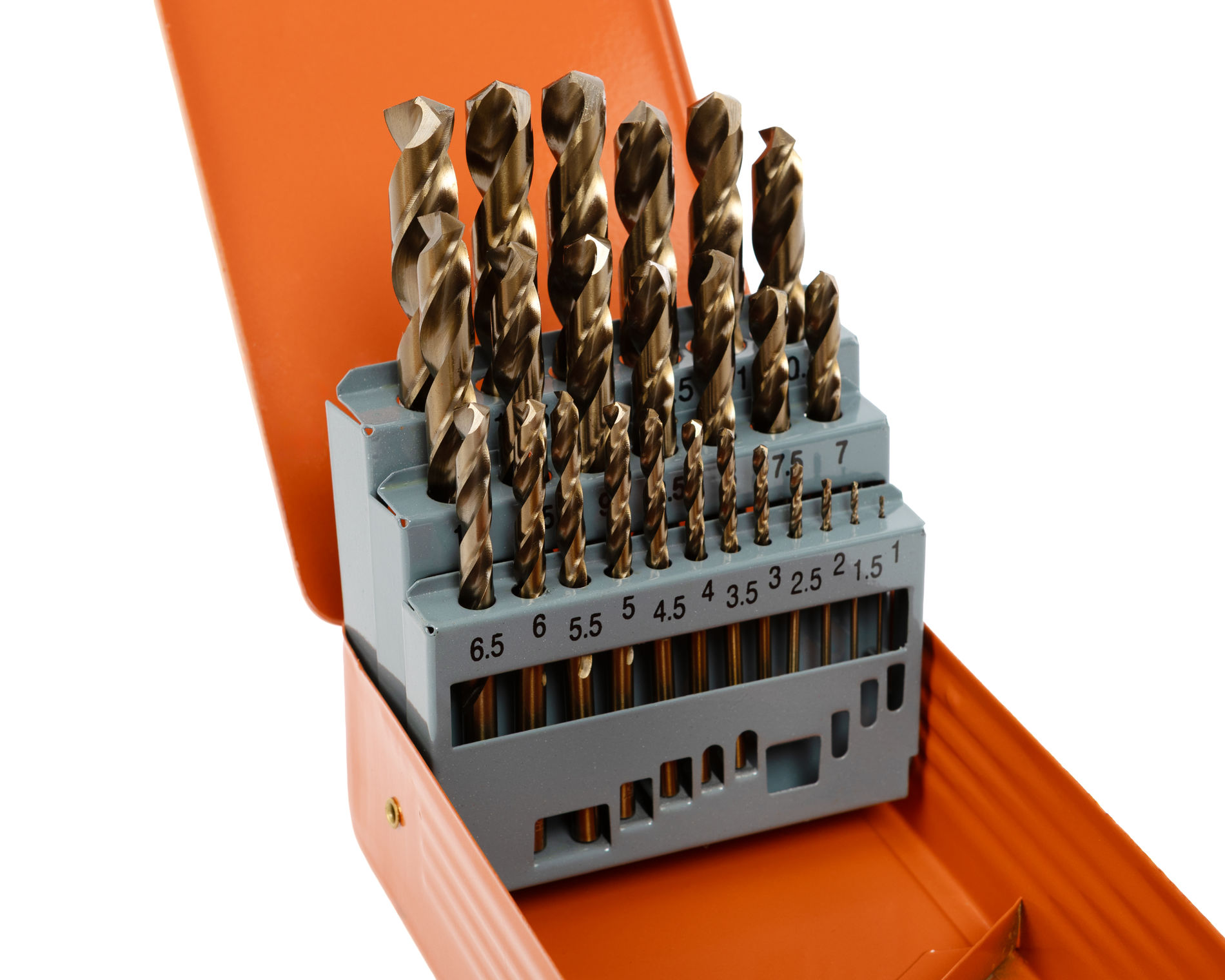 Набор сверл 1-13 25 штук Р6М5К5 (HSS-Co5) металлический кейс HORTZ