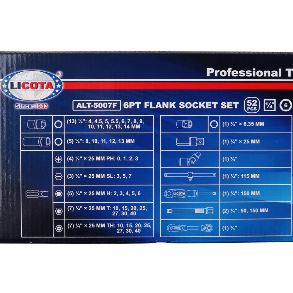 Набор торцевых головок 52пр 1/4 Licota ALT-5007F