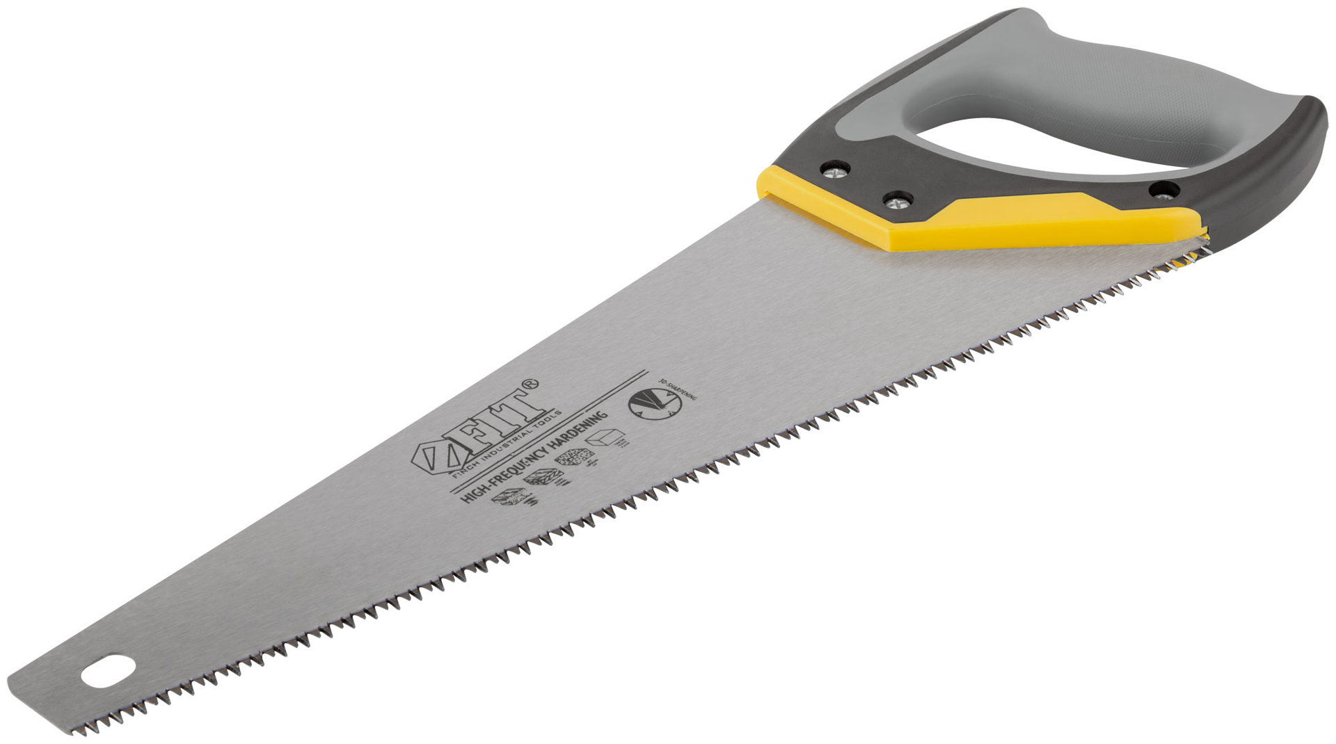 Ножовка по дереву, средний каленый зуб 7 ТPI, 3D заточка, 3К пласт.прорезиненная ручка, Профи 400 мм (40451)