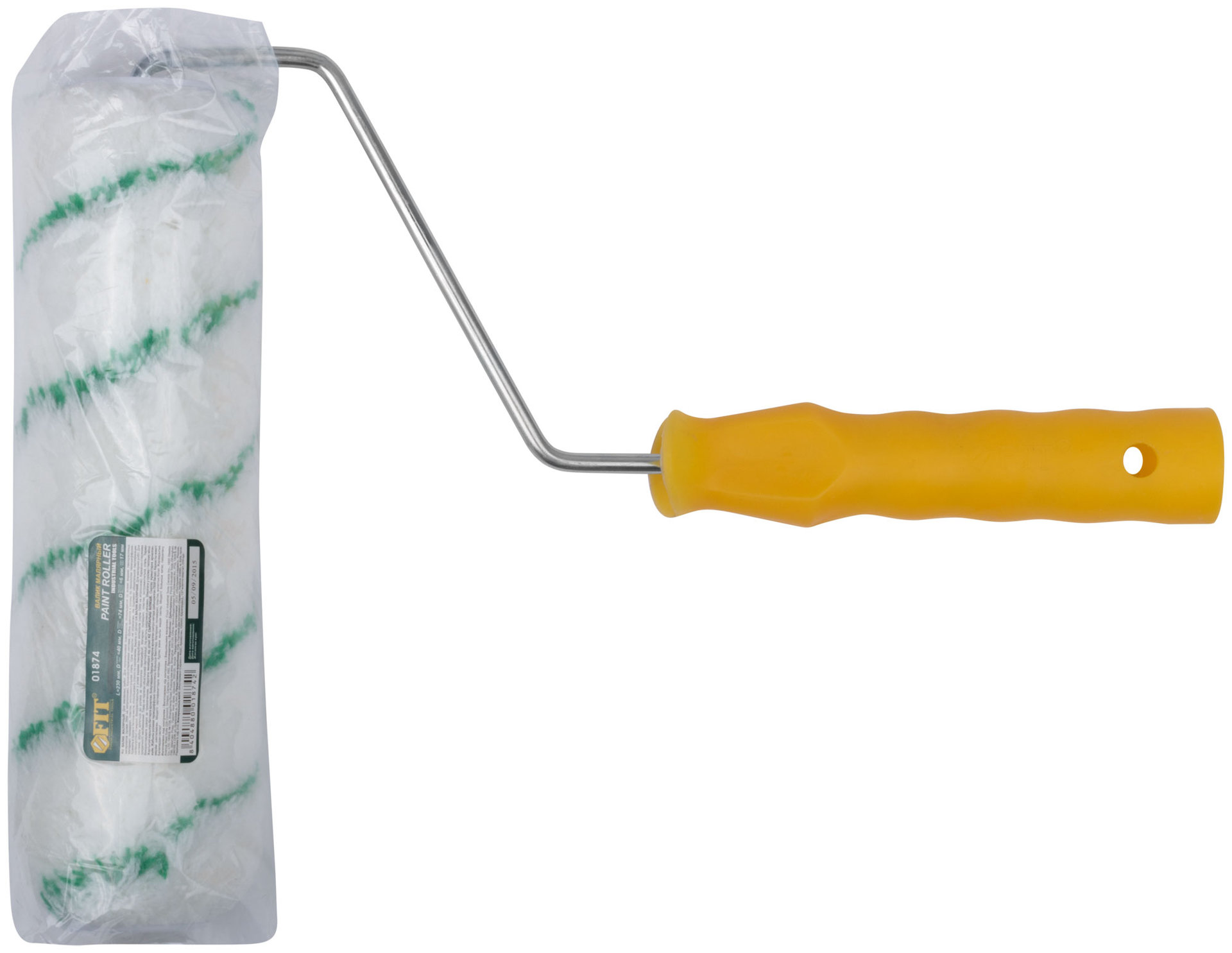 Валик полиакриловый, белый с зеленой полоской, диам. 40/74 мм; ворс 16,8 мм, 230 мм (01874)