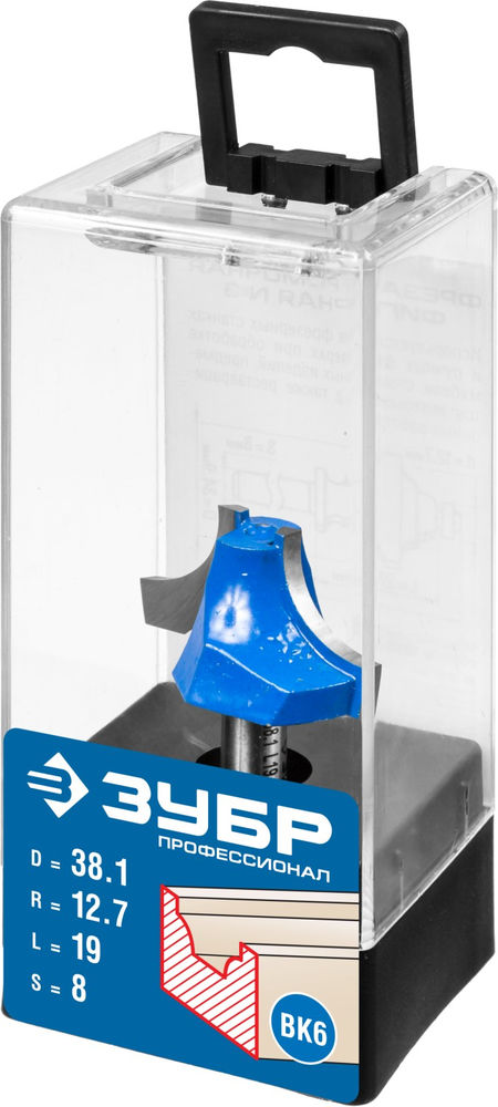 Фреза пазовая фасонная №1 38.1?19 мм радиус 12.7 мм ЗУБР Профессионал 28740-38.1