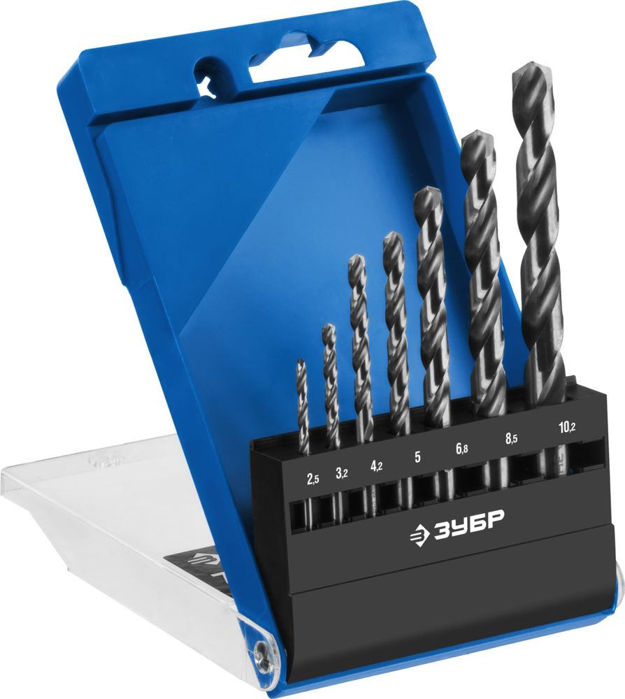 Набор сверл по металлу резьбовой 2.5-10.2 мм 7 шт сталь Р6М5 класс А ЗУБР ПРОФ-А Профессионал 29625-H7R