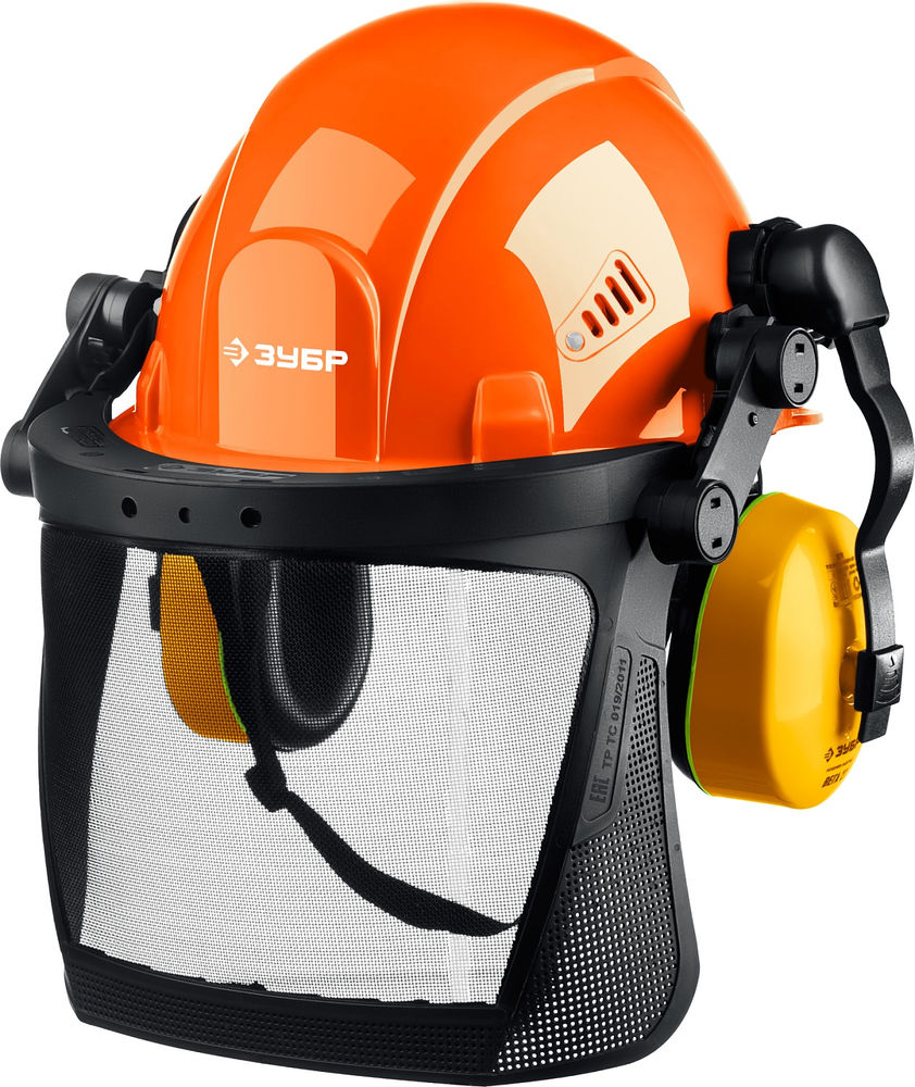 Каска защитная с наушниками и сетчатым экраном ЗУБР ТРИАДА Профессионал 11099