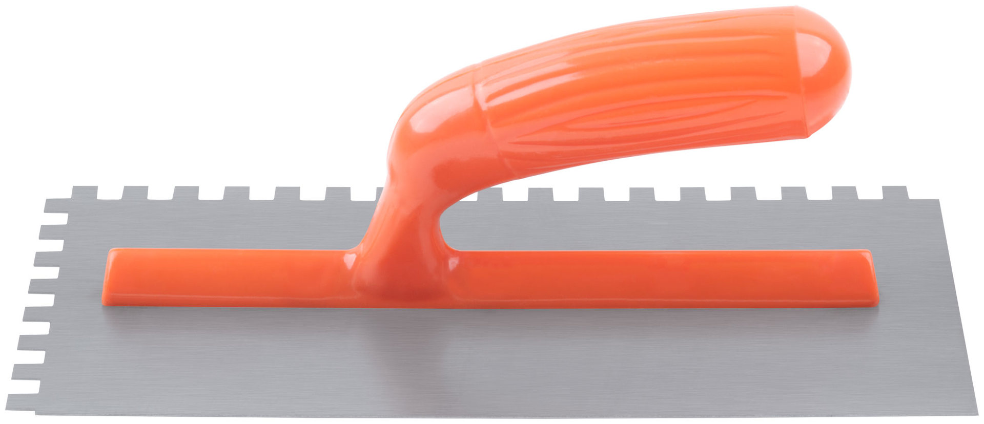 Гладилка стальная с пластиковой ручкой, 280х130 мм зубчатая, зуб 8х8 мм (05138)