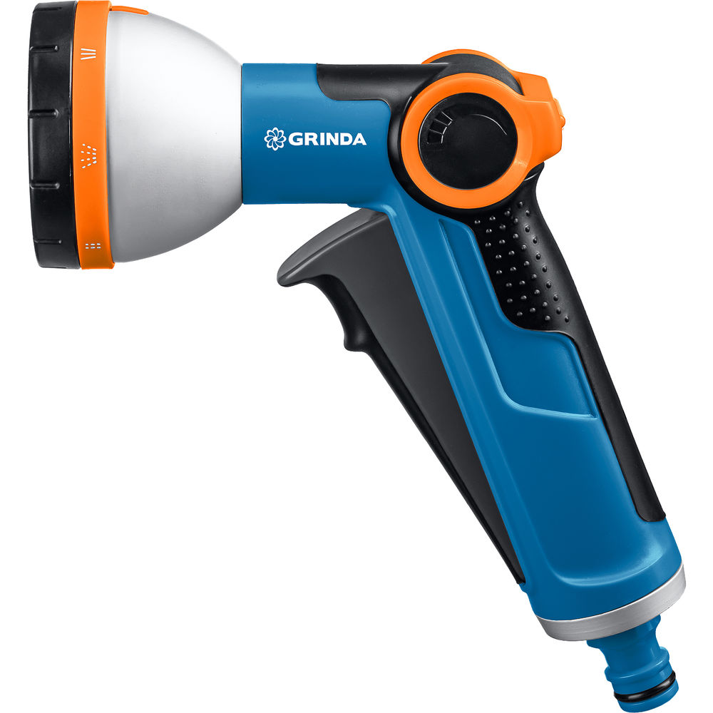 Поливочный пистолет X-8, с регулятором напора, 8 режимов, курок спереди, двухкомпонентный, PROLine GRINDA 8-427145_z02