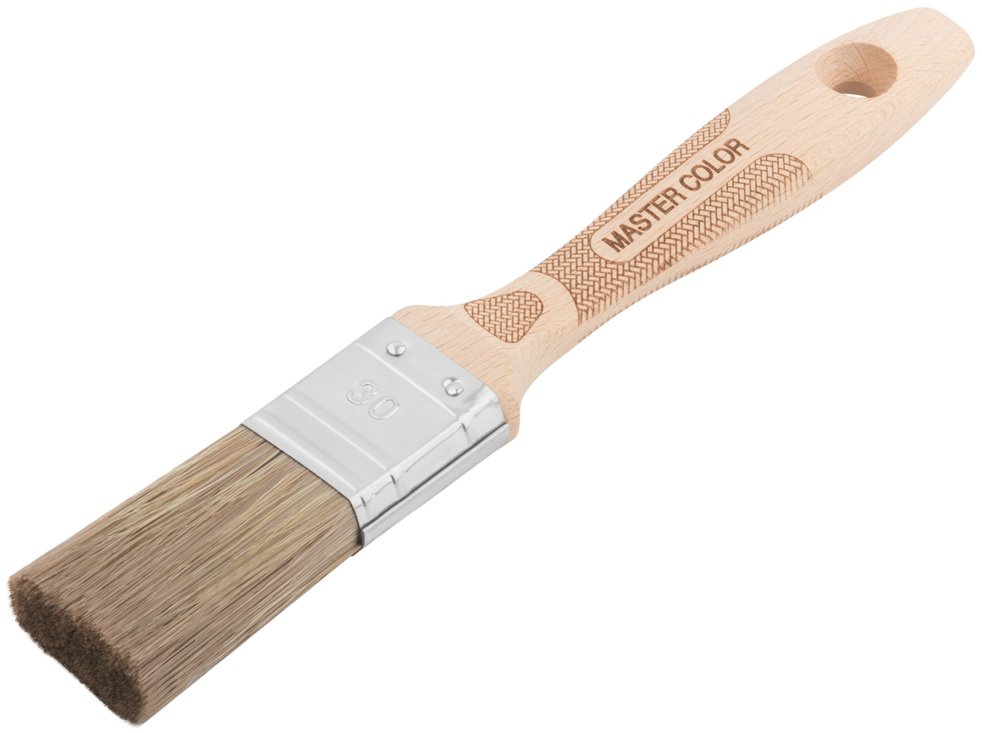 Кисть флейцевая, толщ. 14,4 мм, 70% ПЭT/30% нат.щетина, нерж. обжим., буковая ручка, ширина 30 мм (30-0021)