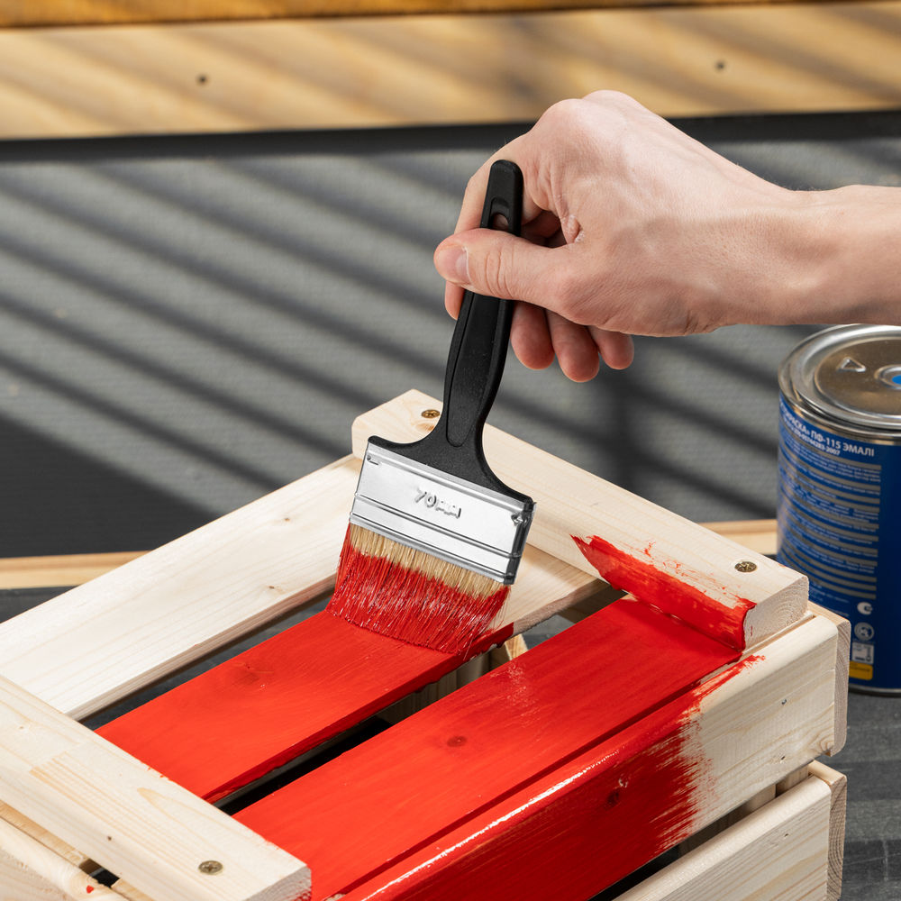 Кисть флейцевая Стандарт, 70 х 6 мм, натуральная щетина, пластиковая ручка Сибртех (82506)