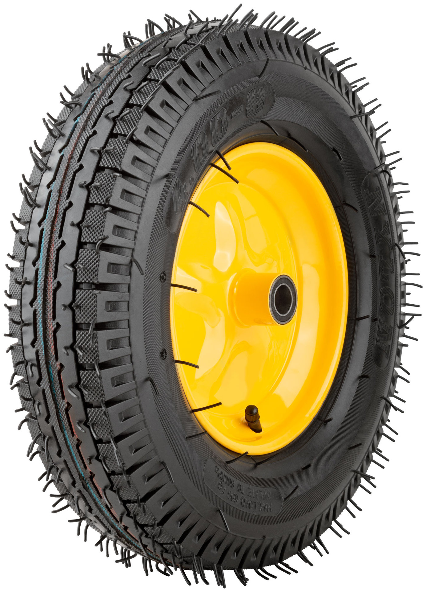 Колесо запасное, 8 слойная шина, 390х90x220 мм для тачки 77557 ( 4,80/4,00-8 ) ( посадка ширина 90 мм, диаметр 20 мм ) (77572)