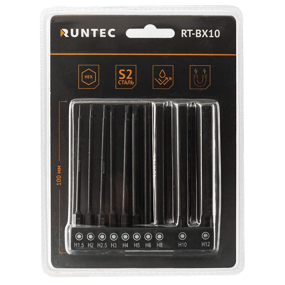 Набор бит Runtec HEX 10 предметов, RUNTEC, RT-BX10